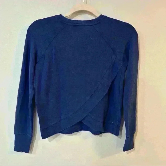 Athleta Girl Cross Your Fingers Sweatshirt Royal blue Pullover Crewneck Large 12 - Picture 7 of 8
